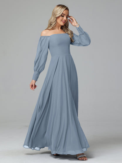 Mirabelle Off Shoulder Long Sleeves Chiffon Bridesmaid Dresses