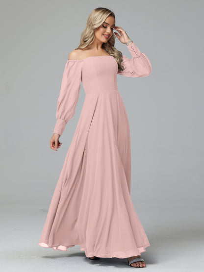 Mirabelle Off Shoulder Long Sleeves Chiffon Bridesmaid Dresses