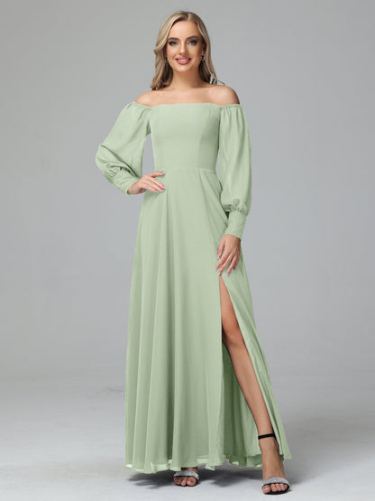 Mirabelle Off Shoulder Long Sleeves Chiffon Bridesmaid Dresses