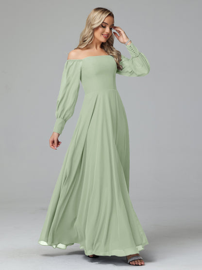 Mirabelle Off Shoulder Long Sleeves Chiffon Bridesmaid Dresses