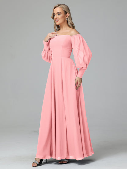 Mirabelle Off Shoulder Long Sleeves Chiffon Bridesmaid Dresses