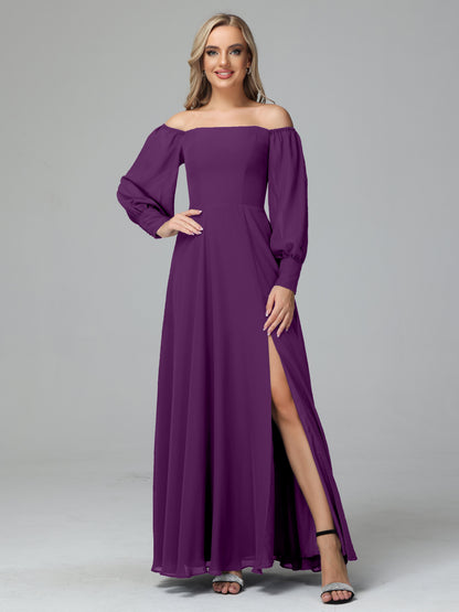 Mirabelle Off Shoulder Long Sleeves Chiffon Bridesmaid Dresses
