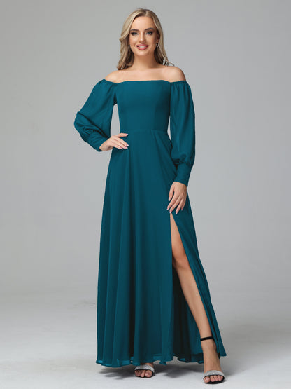 Mirabelle Off Shoulder Long Sleeves Chiffon Bridesmaid Dresses