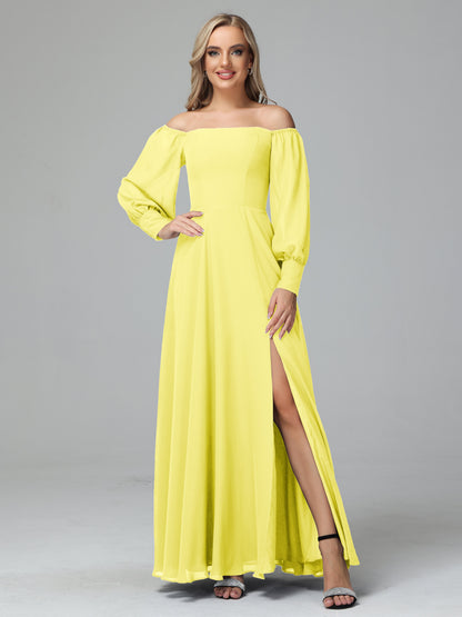 Mirabelle Off Shoulder Long Sleeves Chiffon Bridesmaid Dresses