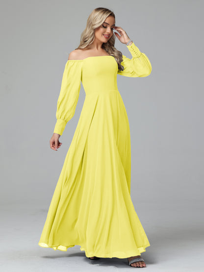 Mirabelle Off Shoulder Long Sleeves Chiffon Bridesmaid Dresses