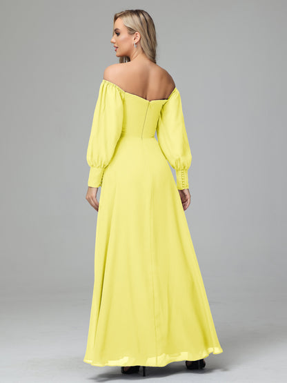 Mirabelle Off Shoulder Long Sleeves Chiffon Bridesmaid Dresses