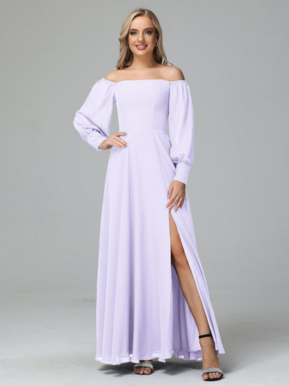 Mirabelle Off Shoulder Long Sleeves Chiffon Bridesmaid Dresses