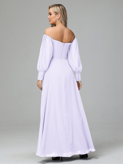 Mirabelle Off Shoulder Long Sleeves Chiffon Bridesmaid Dresses