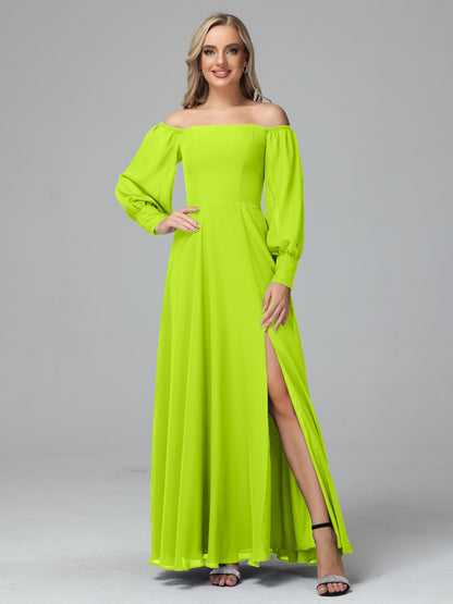 Mirabelle Off Shoulder Long Sleeves Chiffon Bridesmaid Dresses