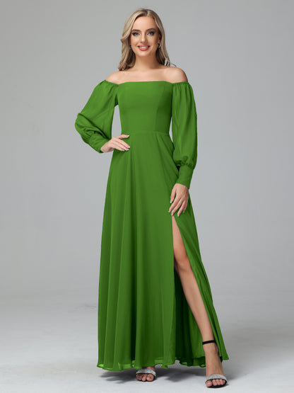 Mirabelle Off Shoulder Long Sleeves Chiffon Bridesmaid Dresses