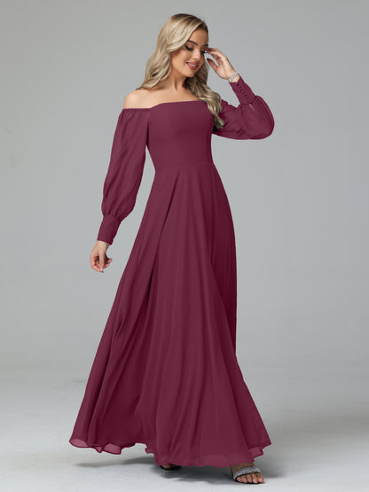 Mirabelle Off Shoulder Long Sleeves Chiffon Bridesmaid Dresses