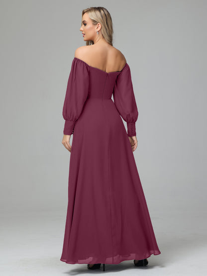 Mirabelle Off Shoulder Long Sleeves Chiffon Bridesmaid Dresses