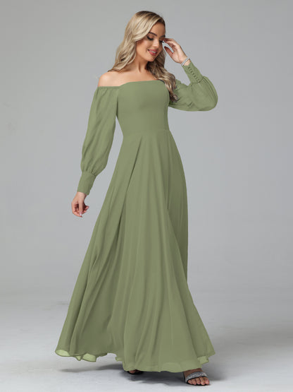 Mirabelle Off Shoulder Long Sleeves Chiffon Bridesmaid Dresses