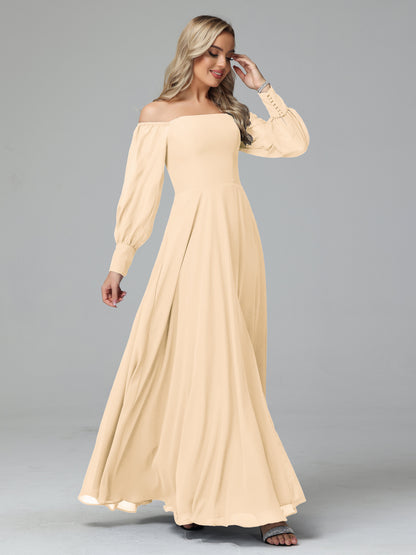 Mirabelle Off Shoulder Long Sleeves Chiffon Bridesmaid Dresses