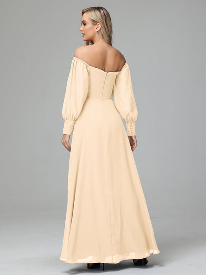 Mirabelle Off Shoulder Long Sleeves Chiffon Bridesmaid Dresses