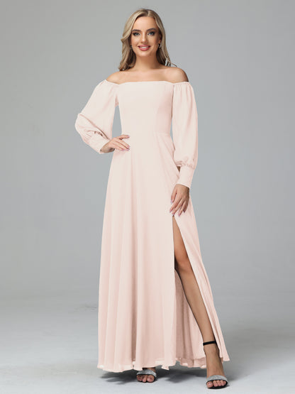 Mirabelle Off Shoulder Long Sleeves Chiffon Bridesmaid Dresses