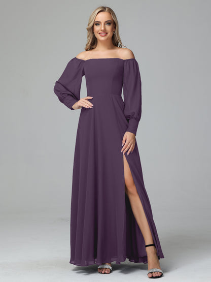 Mirabelle Off Shoulder Long Sleeves Chiffon Bridesmaid Dresses