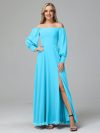 Mirabelle Off Shoulder Long Sleeves Chiffon Bridesmaid Dresses