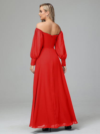 Mirabelle Off Shoulder Long Sleeves Chiffon Bridesmaid Dresses