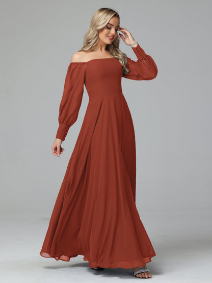 Mirabelle Off Shoulder Long Sleeves Chiffon Bridesmaid Dresses