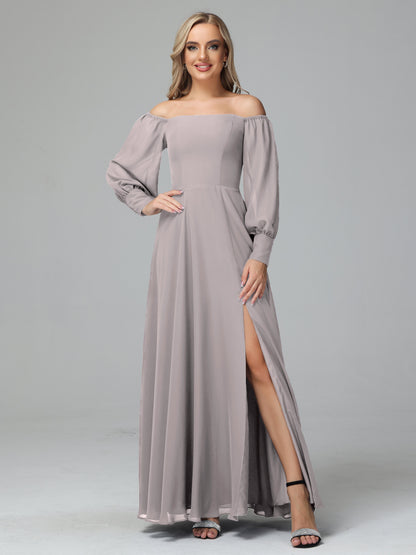 Mirabelle Off Shoulder Long Sleeves Chiffon Bridesmaid Dresses