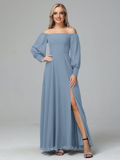 Mirabelle Off Shoulder Long Sleeves Chiffon Bridesmaid Dresses