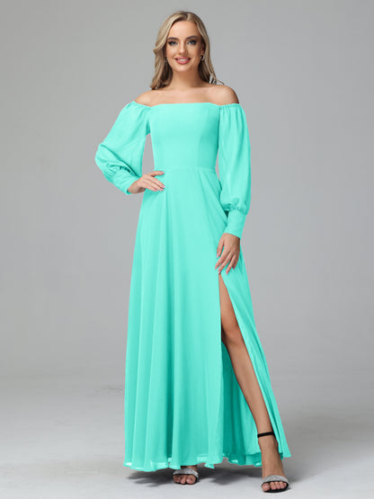 Mirabelle Off Shoulder Long Sleeves Chiffon Bridesmaid Dresses