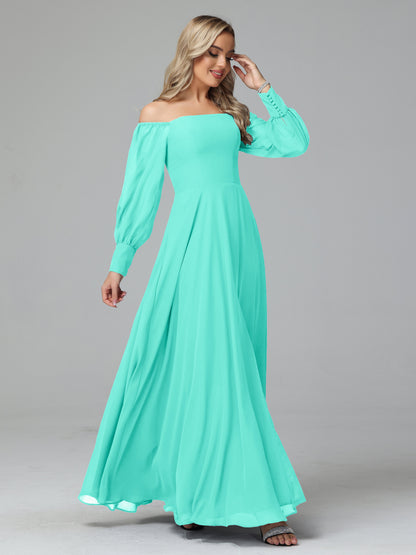 Mirabelle Off Shoulder Long Sleeves Chiffon Bridesmaid Dresses