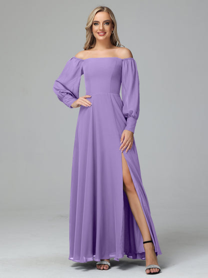 Mirabelle Off Shoulder Long Sleeves Chiffon Bridesmaid Dresses