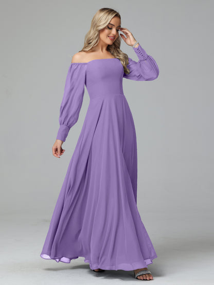 Mirabelle Off Shoulder Long Sleeves Chiffon Bridesmaid Dresses