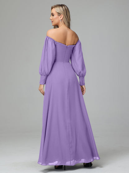Mirabelle Off Shoulder Long Sleeves Chiffon Bridesmaid Dresses