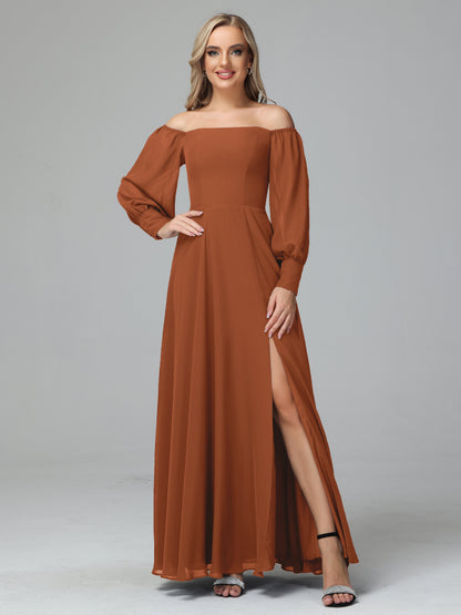 Mirabelle Off Shoulder Long Sleeves Chiffon Bridesmaid Dresses