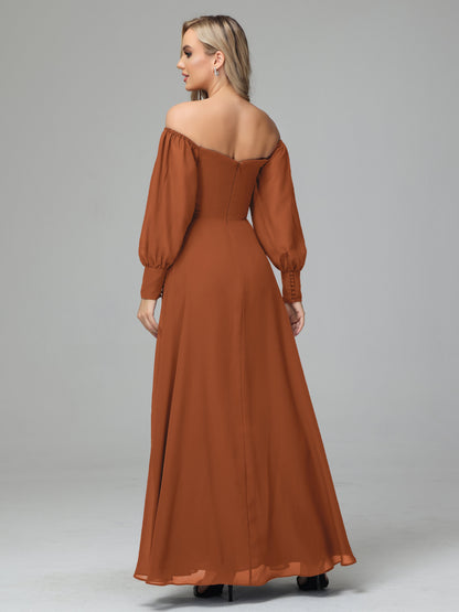 Mirabelle Off Shoulder Long Sleeves Chiffon Bridesmaid Dresses