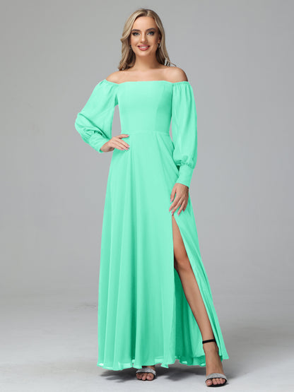 Mirabelle Off Shoulder Long Sleeves Chiffon Bridesmaid Dresses
