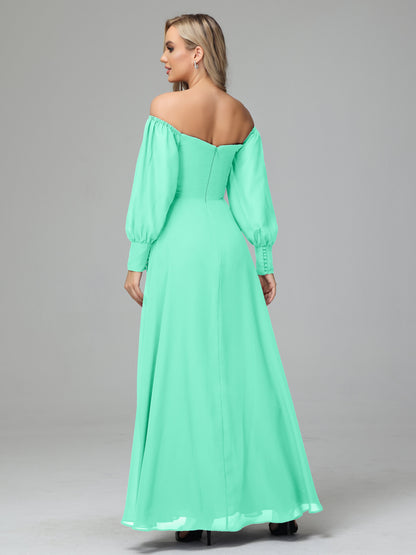Mirabelle Off Shoulder Long Sleeves Chiffon Bridesmaid Dresses