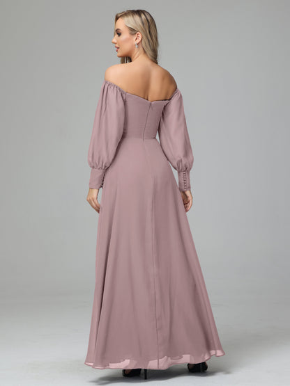 Mirabelle Off Shoulder Long Sleeves Chiffon Bridesmaid Dresses
