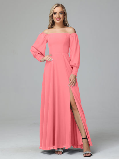 Mirabelle Off Shoulder Long Sleeves Chiffon Bridesmaid Dresses