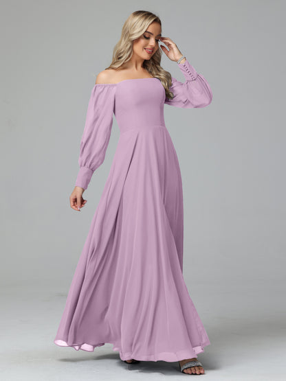Mirabelle Off Shoulder Long Sleeves Chiffon Bridesmaid Dresses