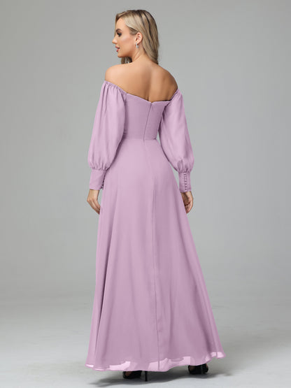 Mirabelle Off Shoulder Long Sleeves Chiffon Bridesmaid Dresses