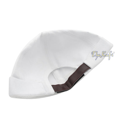 Muslim Brimless Baseball Cap - White Rasulullah Sandal Nalain Kufi One-Size Adjustable Muslim Hat