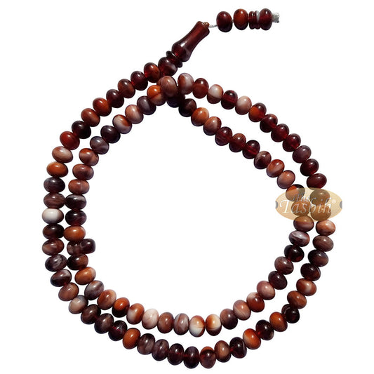 Muslim Prayer Beads - Marble Dark Brown 7x9 mm Oval Plastic Beads 99 count Dhikr Tasbih Sibha
