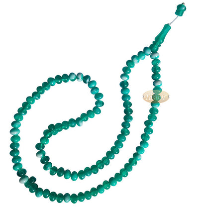 Muslim Prayer Beads - Marble Green 7x9 mm Oval Plastic Beads 99 count Dhikr Tasbih Sibha
