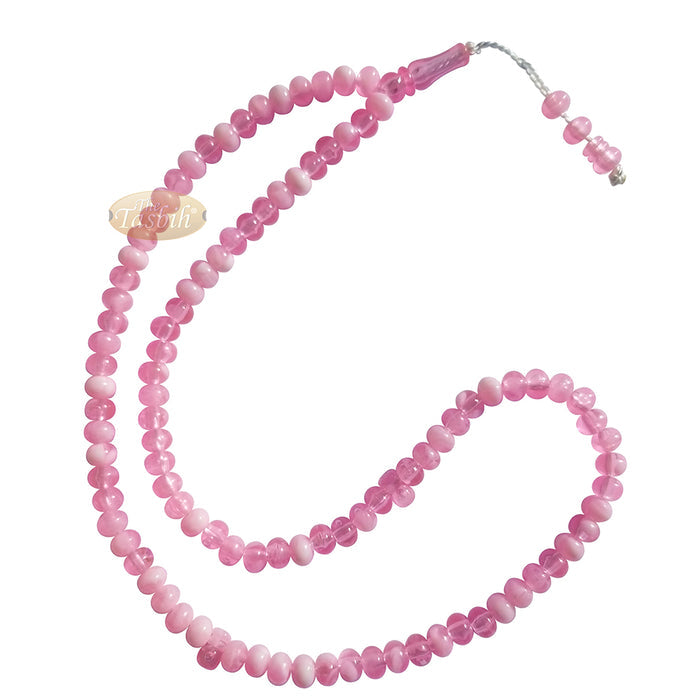 Muslim Prayer Beads - Marble Pink 7x9 mm Oval Plastic Beads 99 count Dhikr Tasbih Sibha