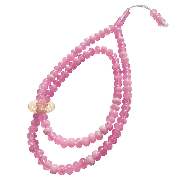 Muslim Prayer Beads - Marble Pink 7x9 mm Oval Plastic Beads 99 count Dhikr Tasbih Sibha