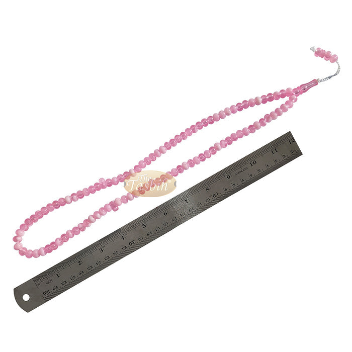 Muslim Prayer Beads - Marble Pink 7x9 mm Oval Plastic Beads 99 count Dhikr Tasbih Sibha