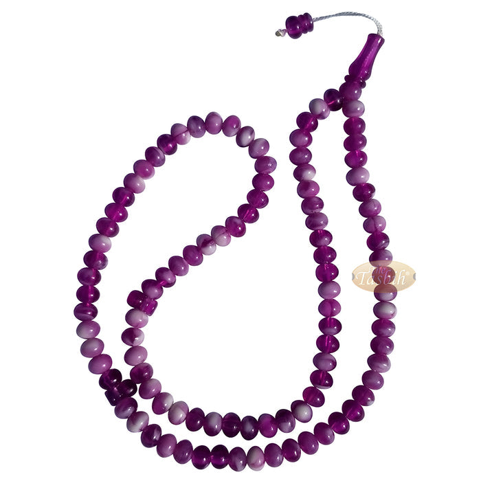 Muslim Prayer Beads - Marble Purple 7x9 mm Oval Plastic Beads 99 count Dhikr Tasbih Sibha