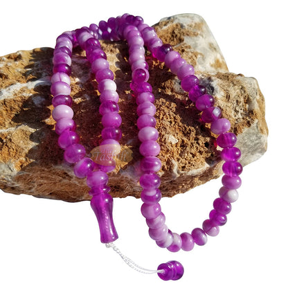 Muslim Prayer Beads - Marble Purple 7x9 mm Oval Plastic Beads 99 count Dhikr Tasbih Sibha