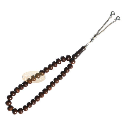 Natural Walnut Wood 33-Bead Prayer Beads 8x10 mm Ornamental Tassel