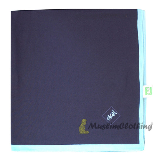 Navy Blue with Light Blue Border Chiffon Scarf Hijab Shawl Islamic Headwear