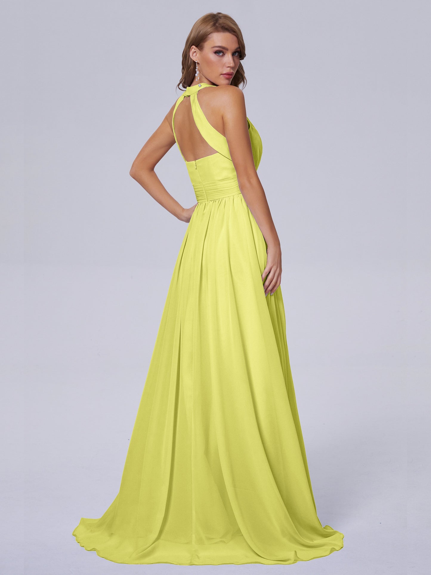 Nicole Vintage Halter Chiffon Long Bridesmaid Dresses